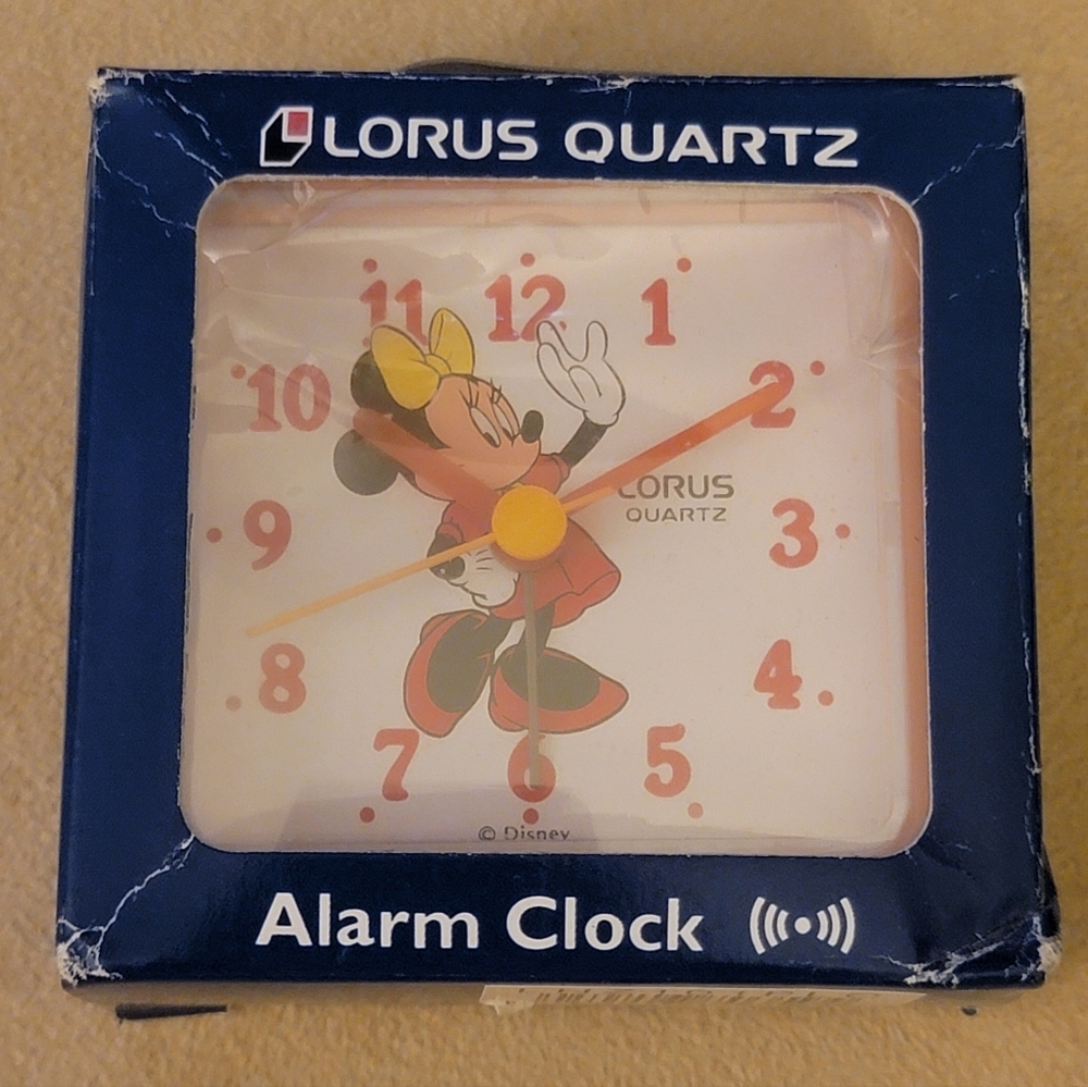 Vintage Disney Lorus Quartz Minnie Mouse Desk Alarm Clock